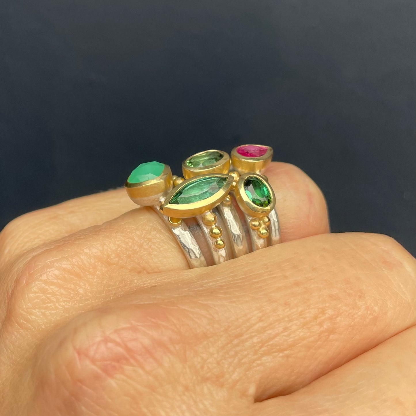 Chrysoprase Granulation Ring