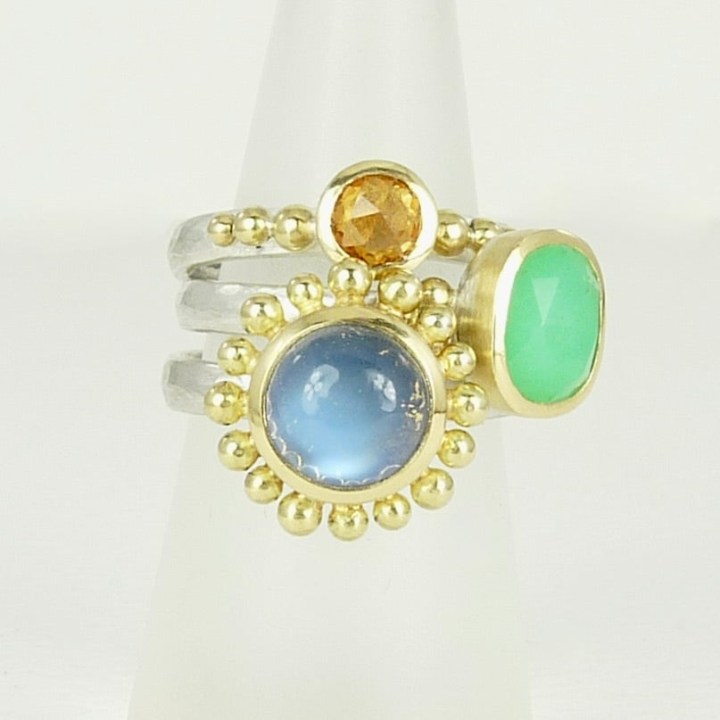 Chrysoprase Granulation Ring