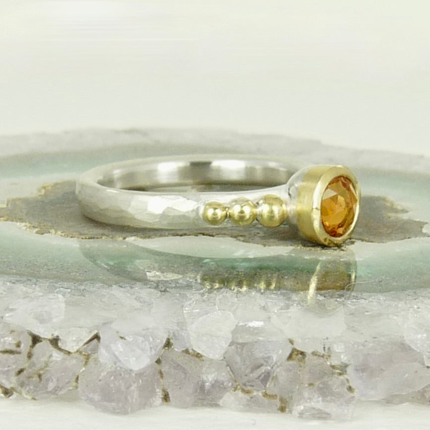 Orange Sapphire Granulation Ring