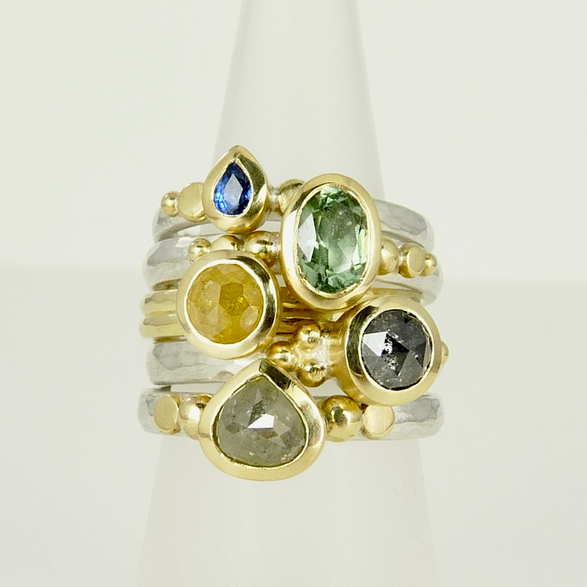 Tear Drop Sapphire Granulation Ring