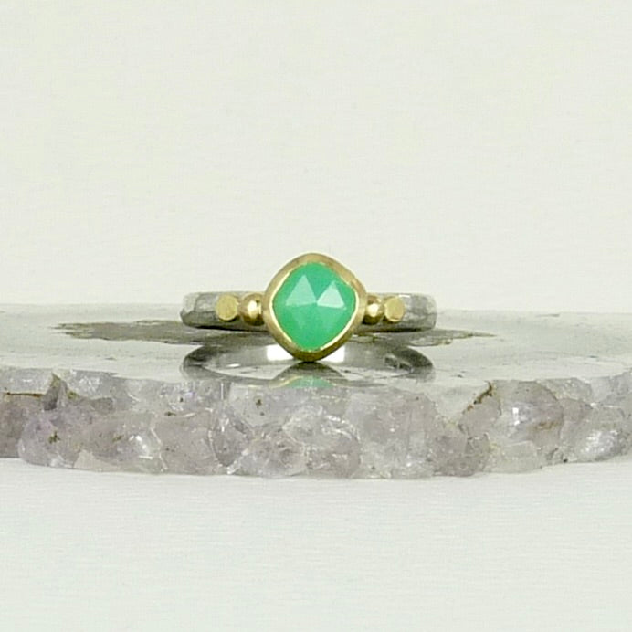 Chrysoprase Granulation Ring