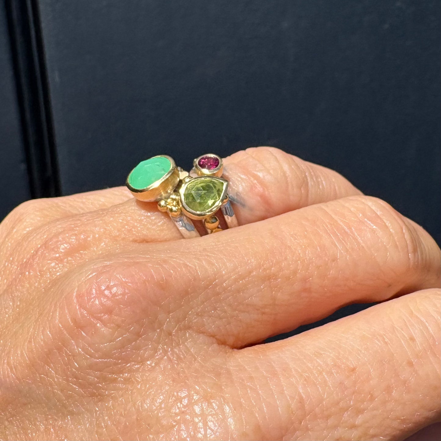 Chrysoprase Granulation Ring