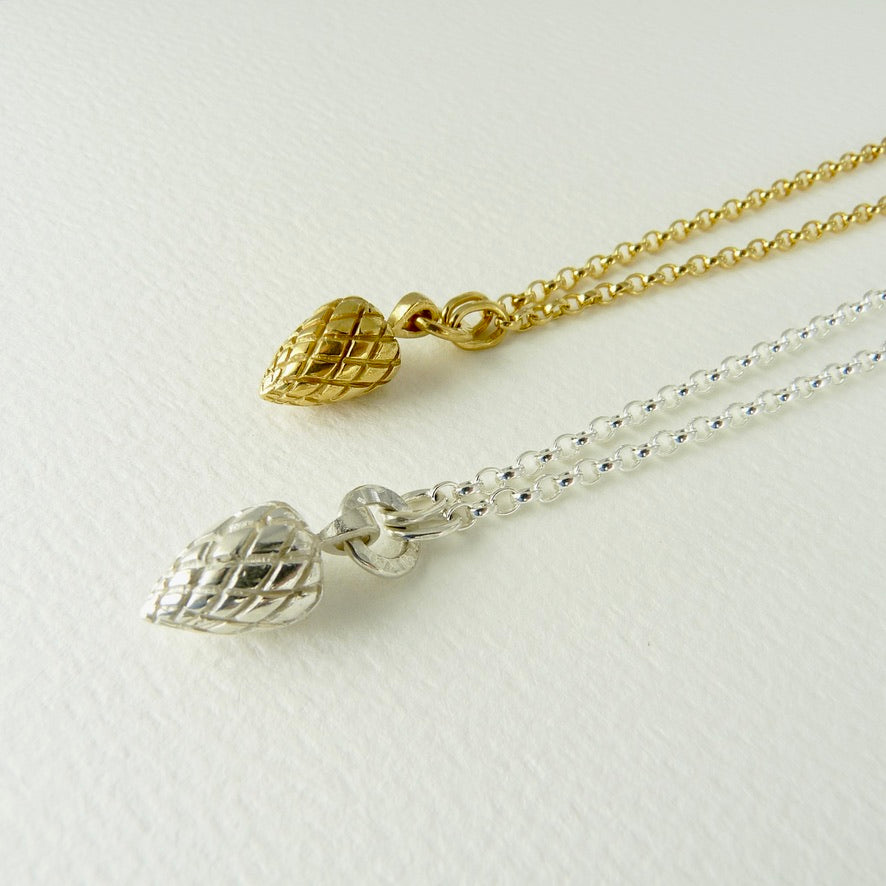 Etruscan Pine Cone and Acorn necklaces