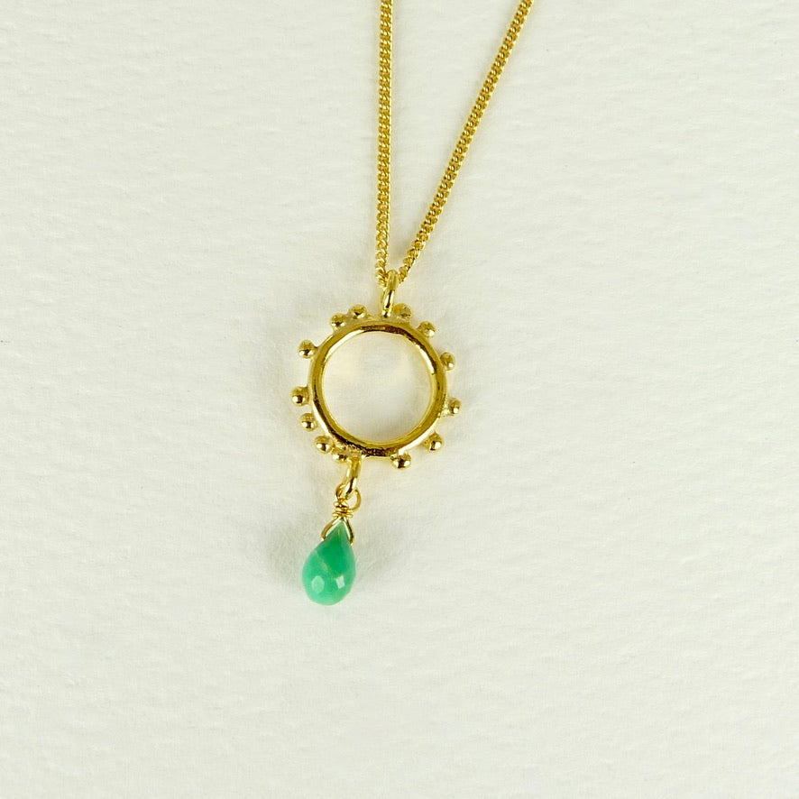 Medium Granulation Circle and Gemstone Necklace