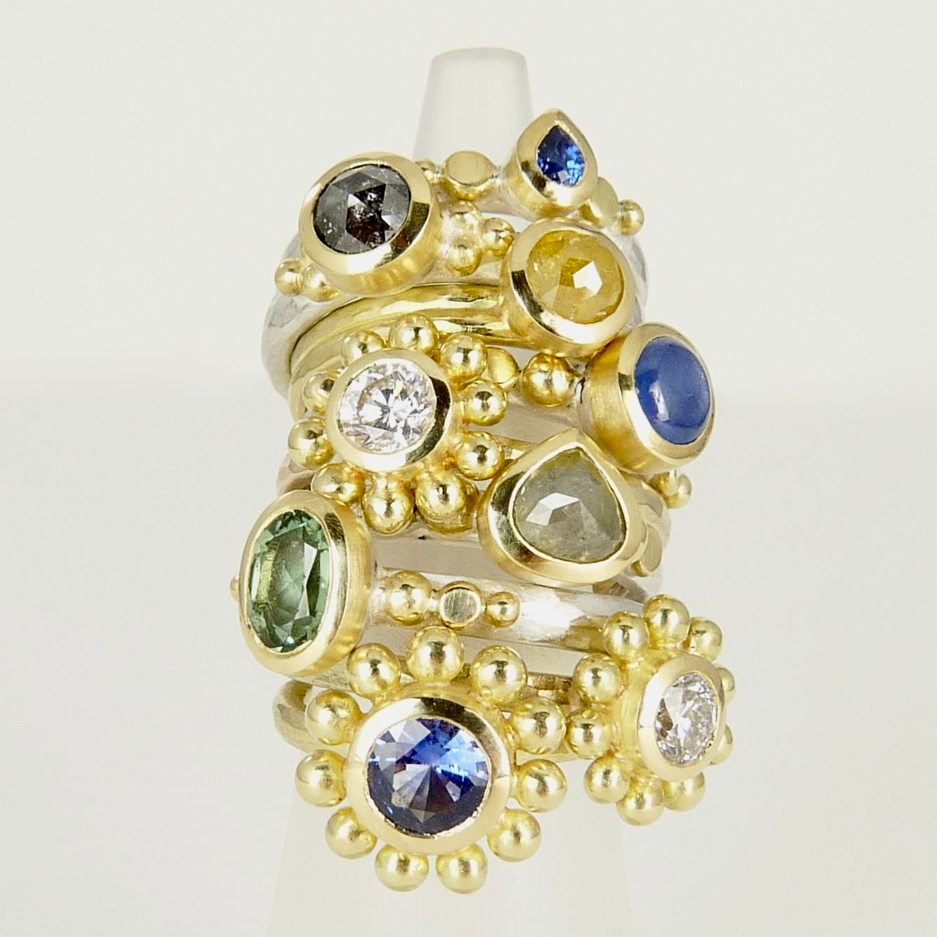 Salt and Pepper Diamond Granulation Ring