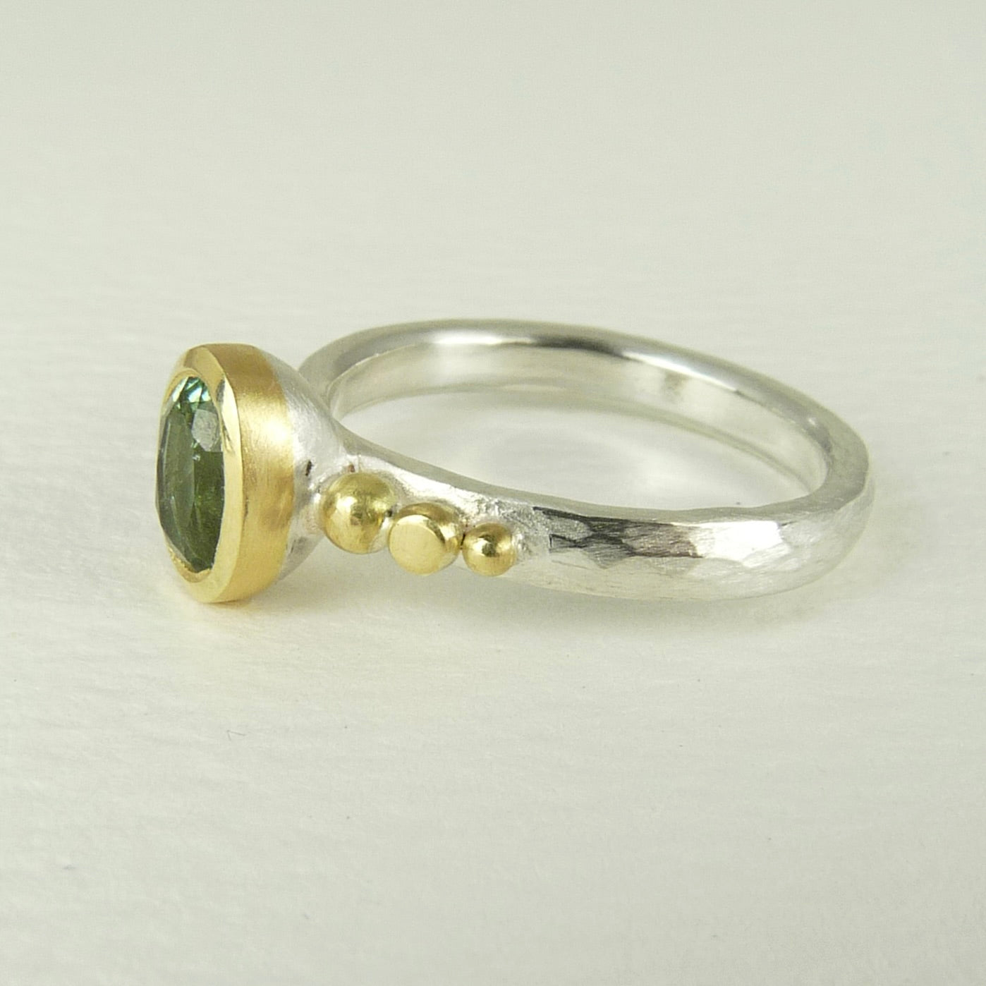 Mint Green Tourmaline Granulation Ring