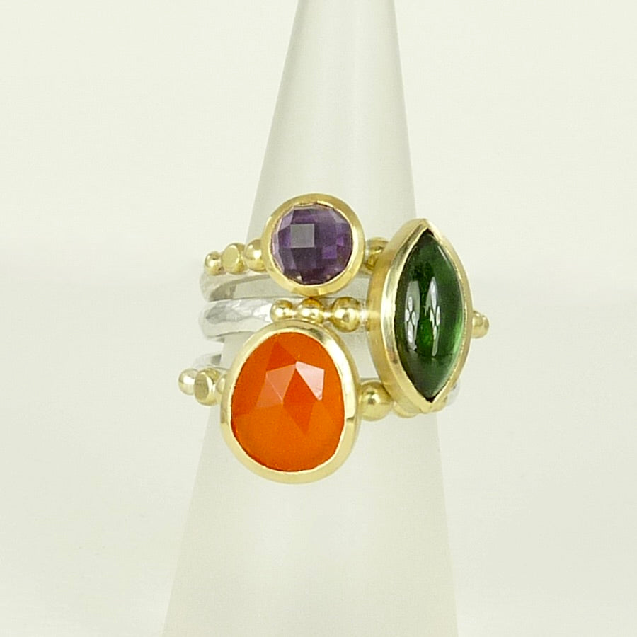 Green Tourmaline Granulation Ring