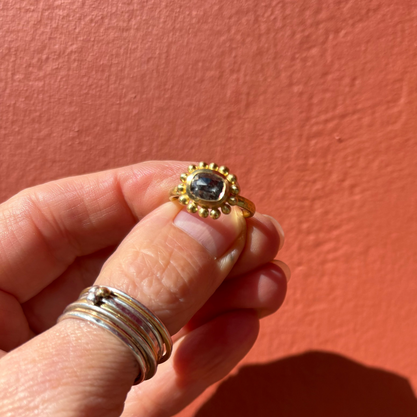 Salt And Pepper Diamond Courtesan Ring