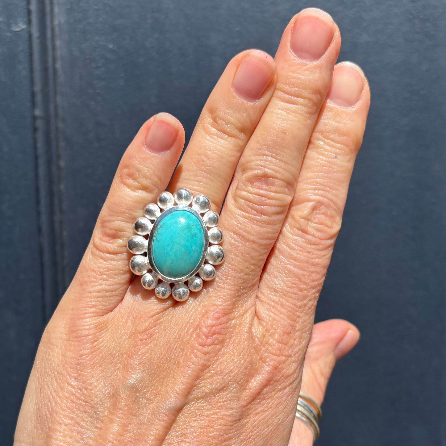Giant Courtesan Ring, Turquoise And Silver