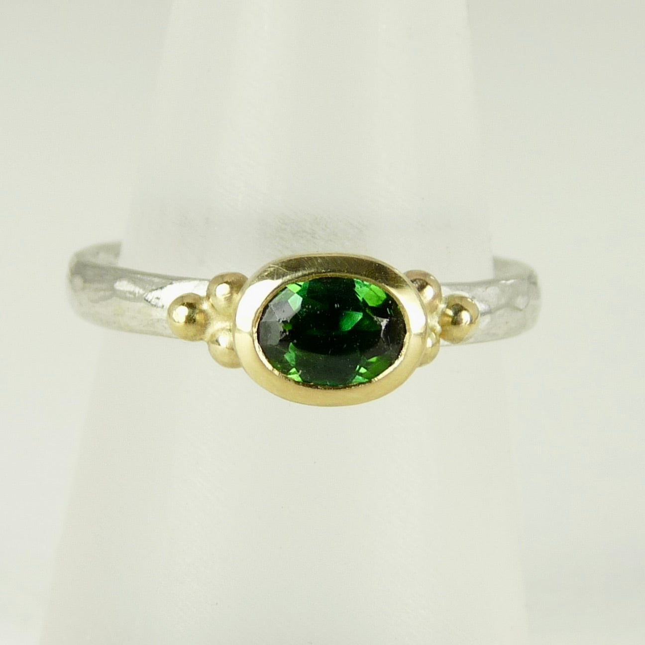 Oval Green Tourmaline Granulation Ring