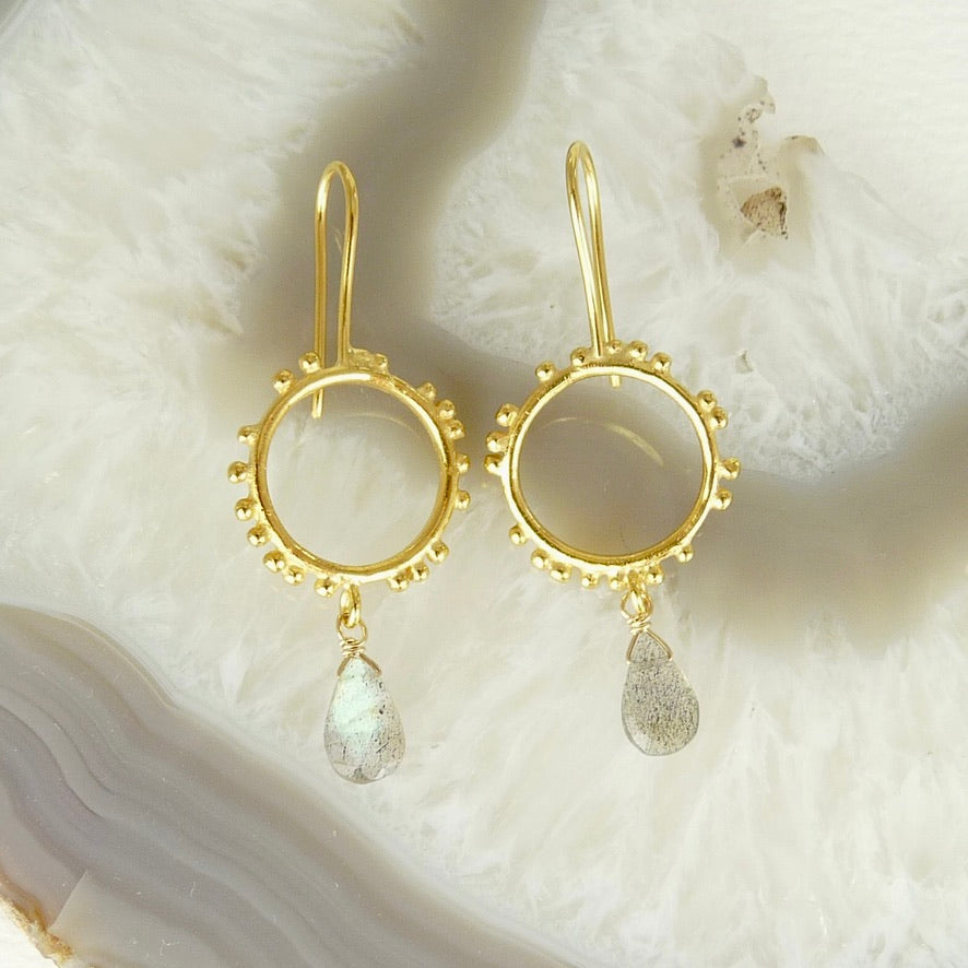 Small Granulation Circle Earrings with Hook