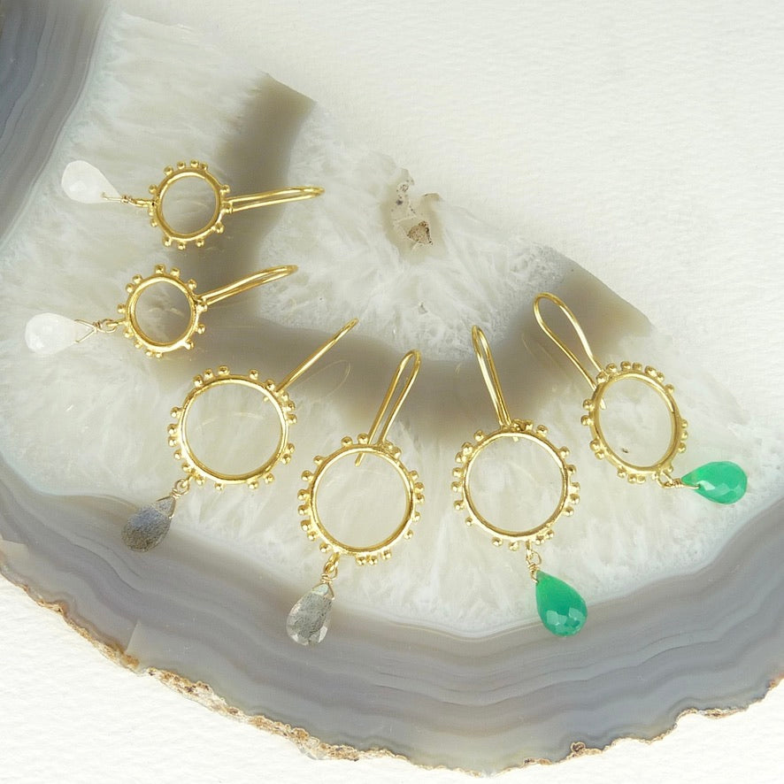 Tiny Granulation Circle Earrings with Hook Fitting
