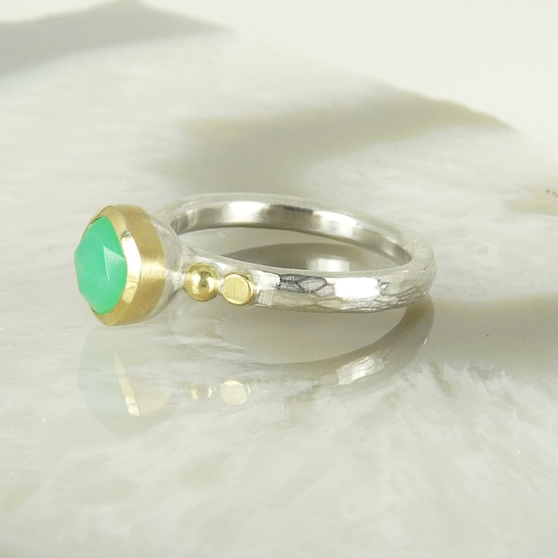 Chrysoprase Granulation Ring