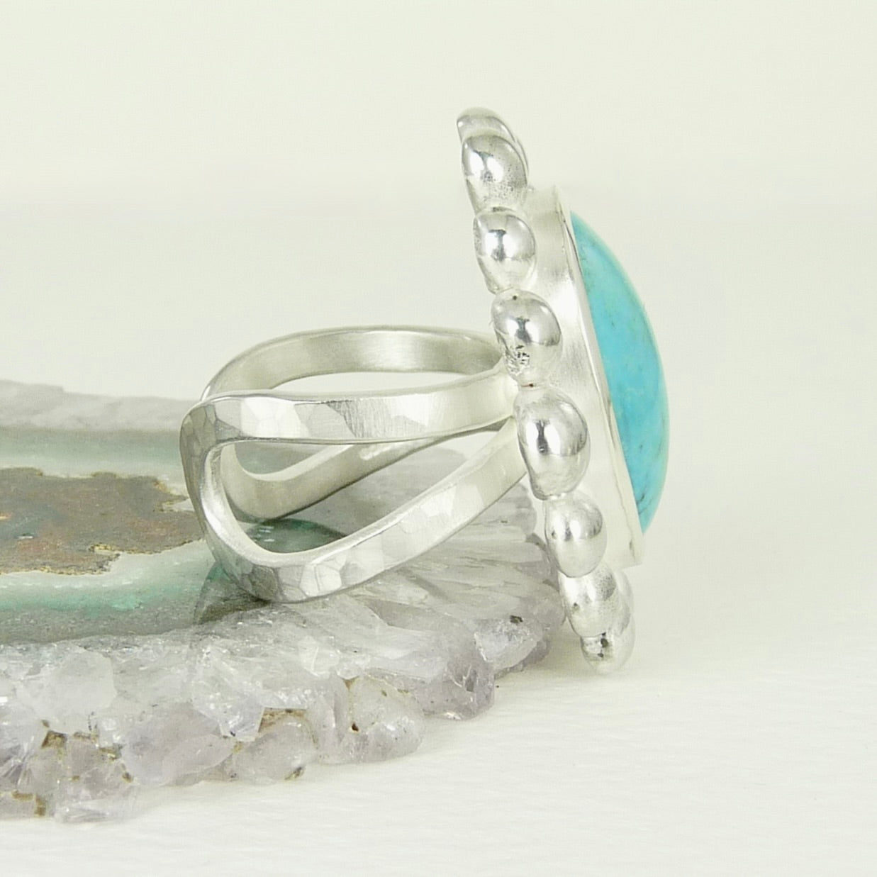 Giant Courtesan Ring, Turquoise And Silver