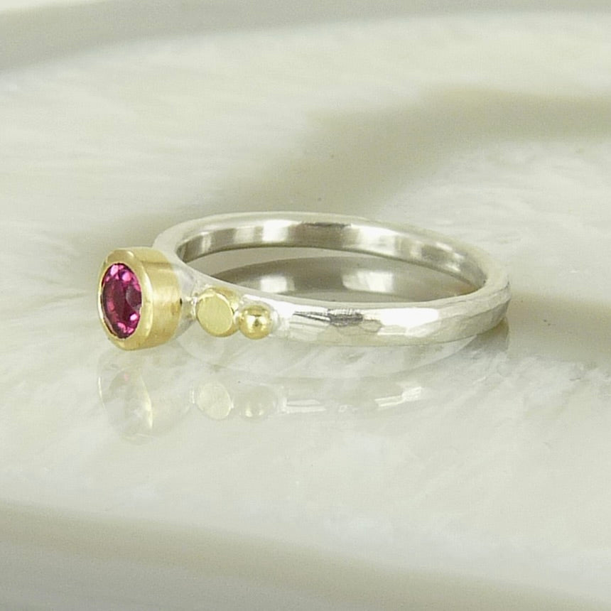 Pink Tourmaline Granulation Ring