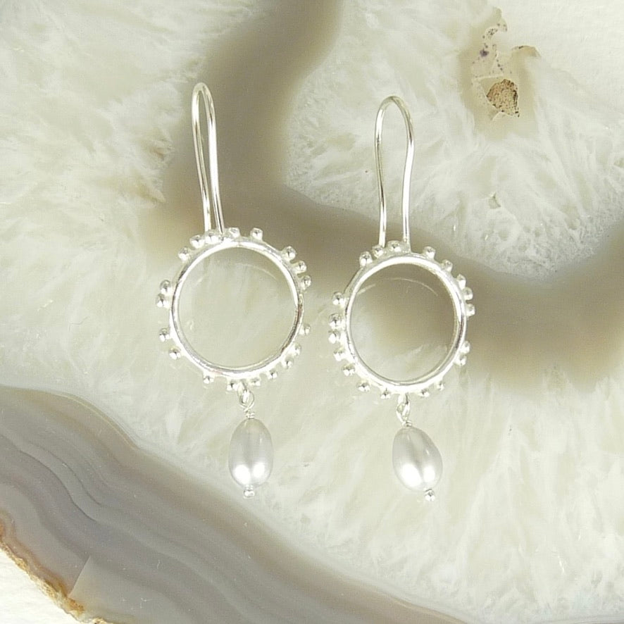 Small Granulation Circle Earrings with Hook