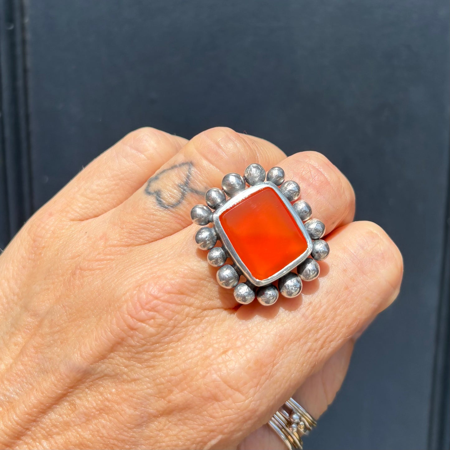 Giant Courtesan Ring Carnelian And Silver