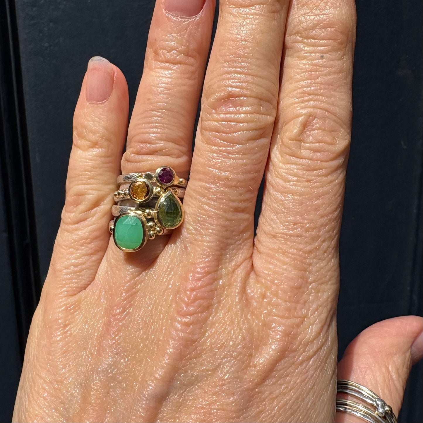 Chrysoprase Granulation Ring