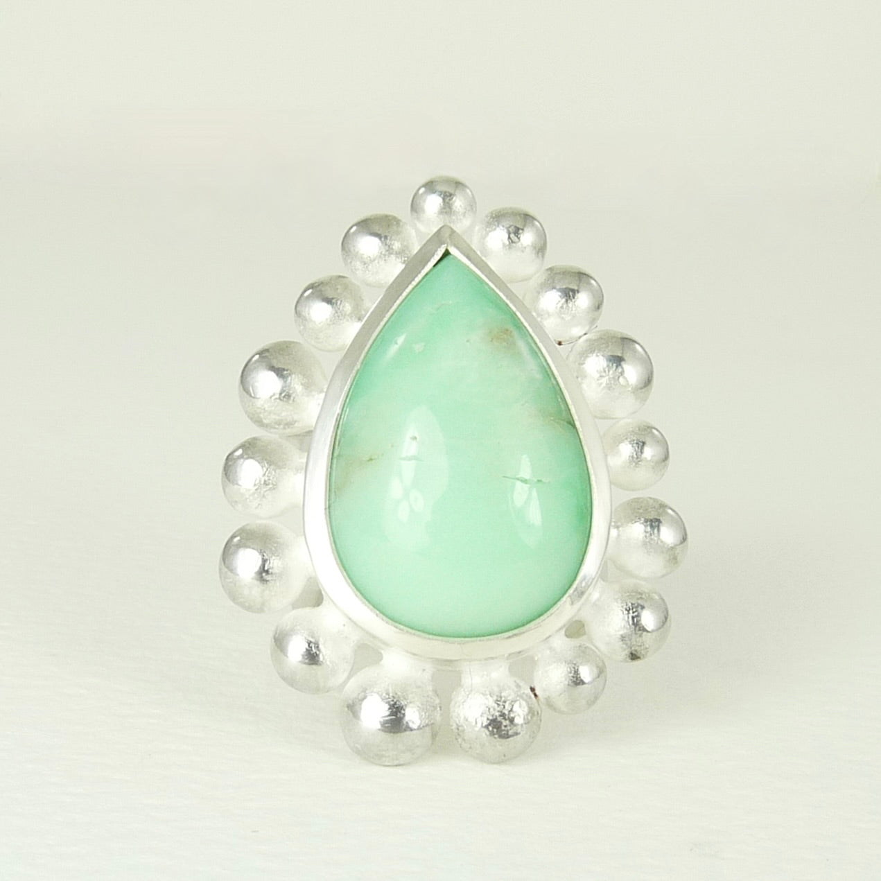 Giant Teardrop Chrysoprase Courtesan Ring