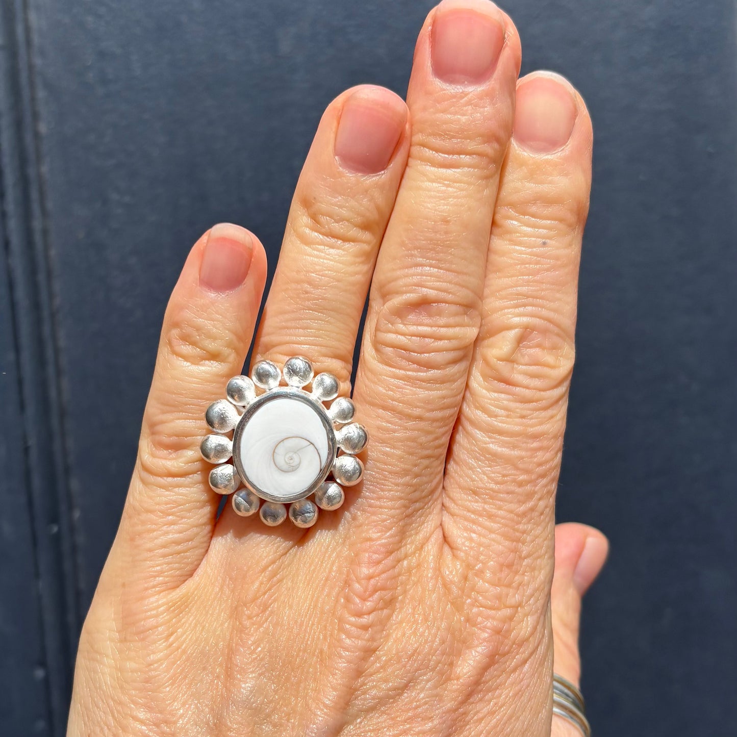 Giant Shell And Silver Courtesan Ring
