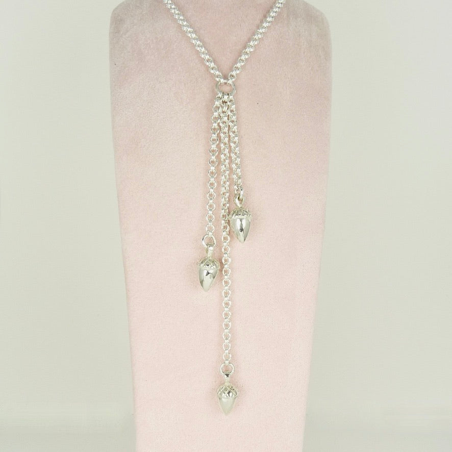Etruscan Pine Cone or Acorn Long Necklace