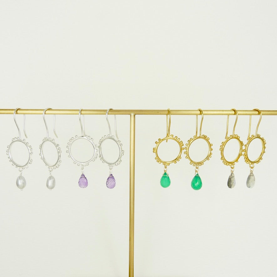 Small Granulation Circle Earrings with Hook