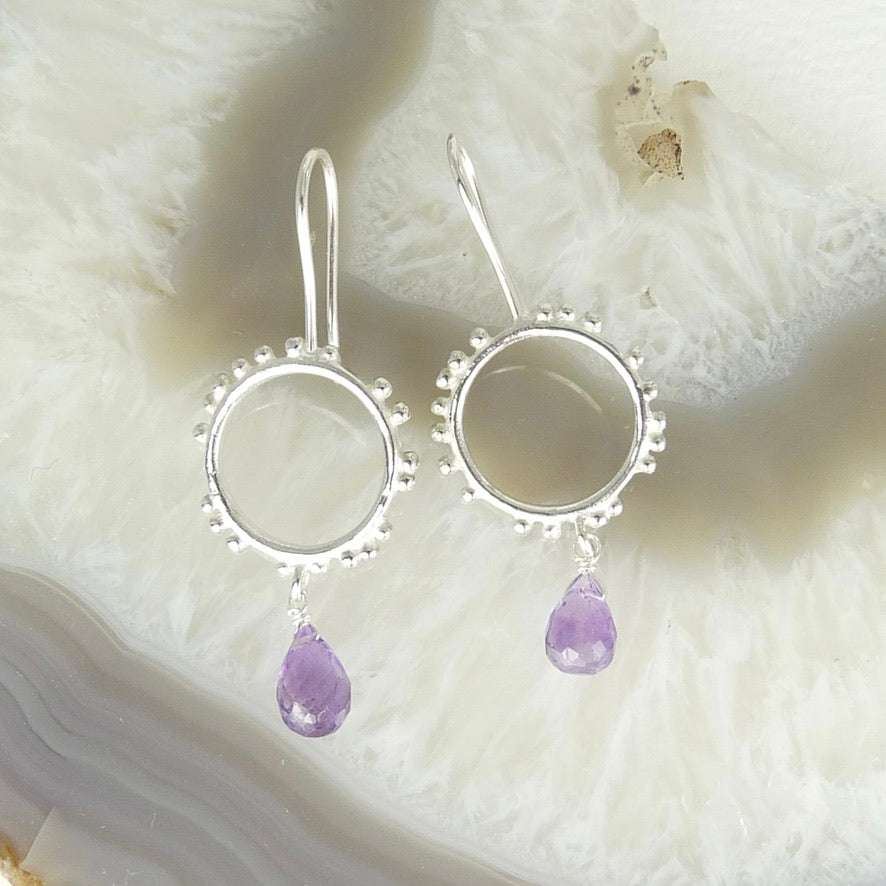 Small Granulation Circle Earrings with Hook