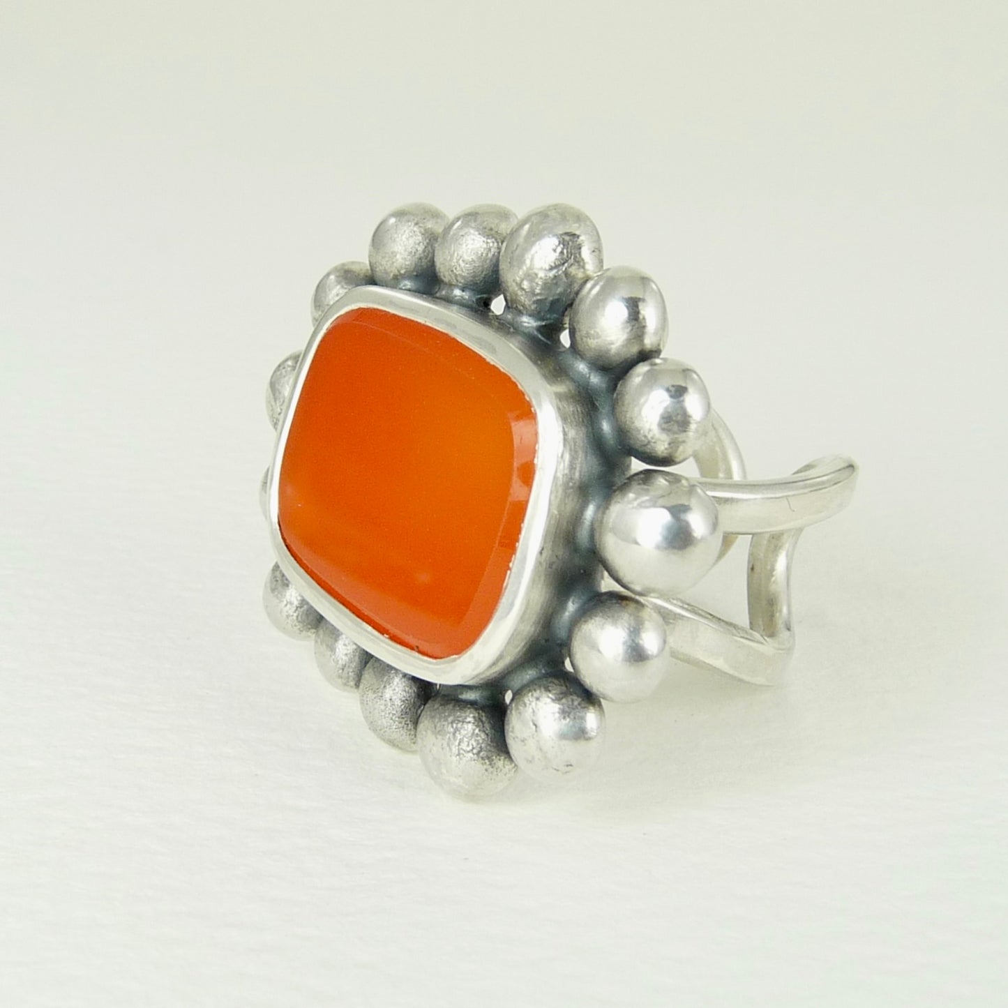 Giant Courtesan Ring, Silver And Carnelian