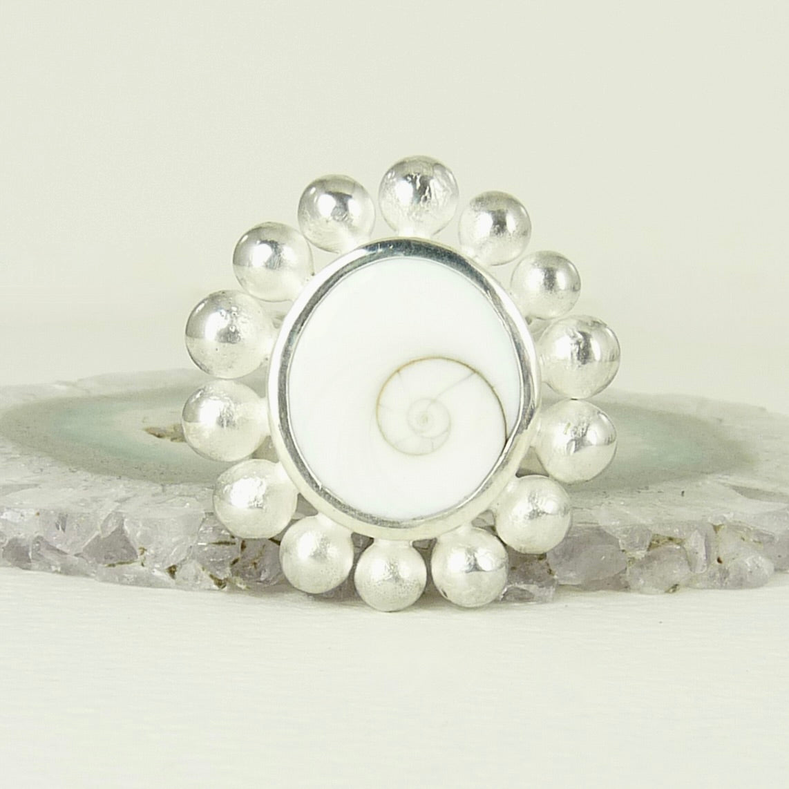 Giant Shell And Silver Courtesan Ring