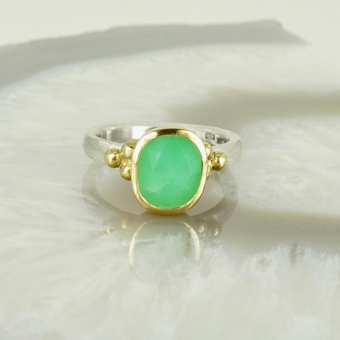 Chrysoprase Granulation Ring