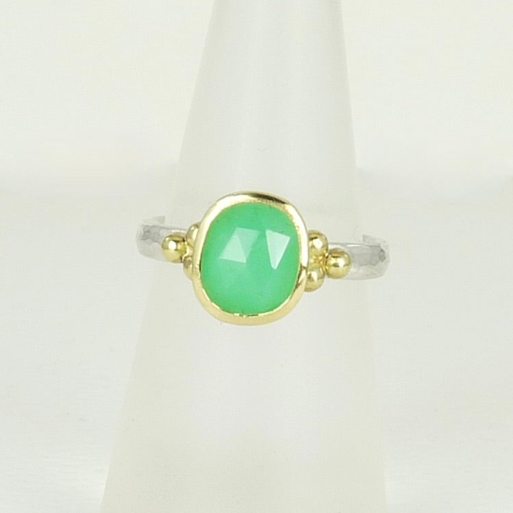 Chrysoprase Granulation Ring
