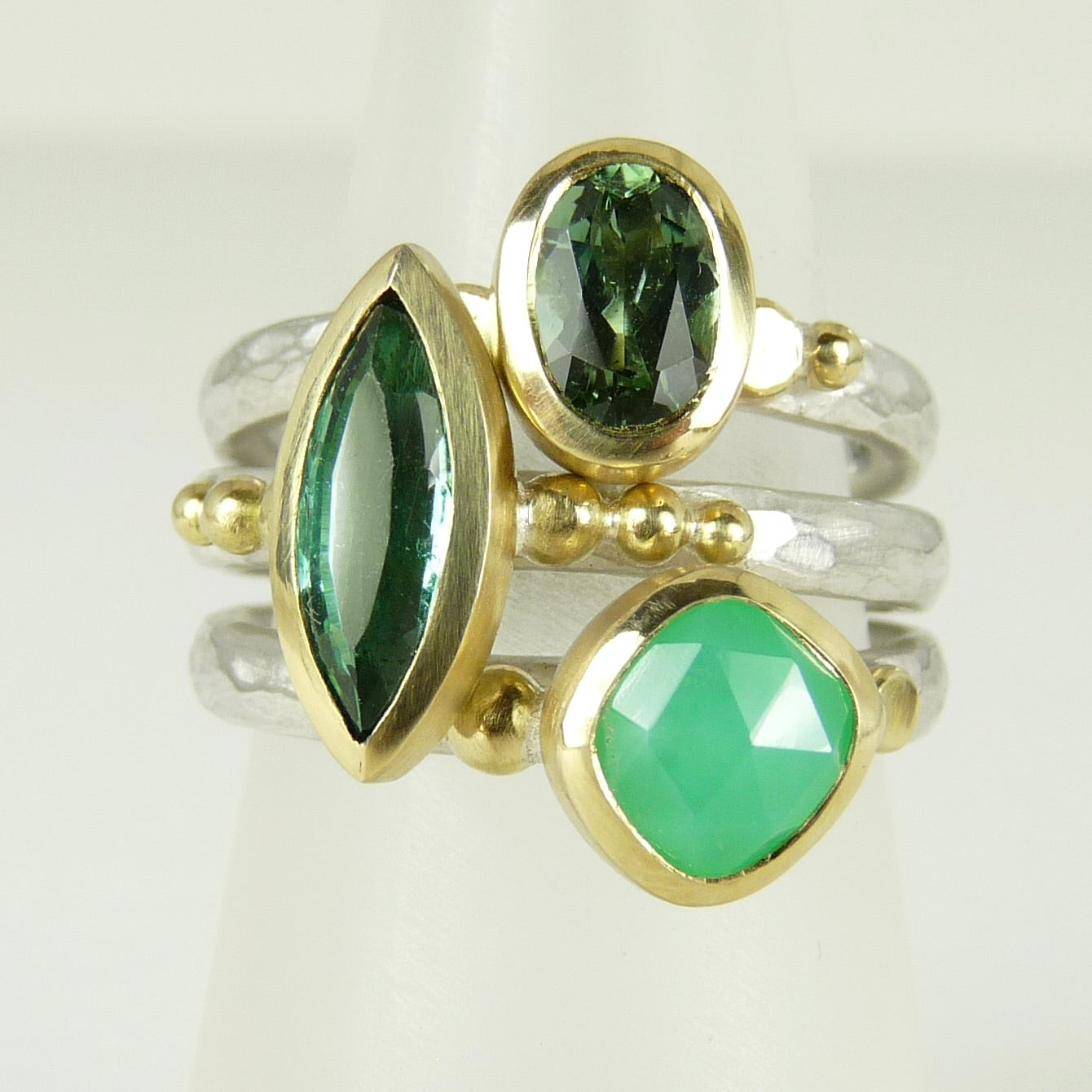 Oval Green Tourmaline Granulation Ring