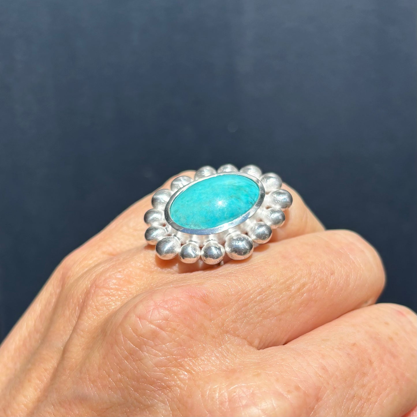 Giant Courtesan Ring, Turquoise And Silver