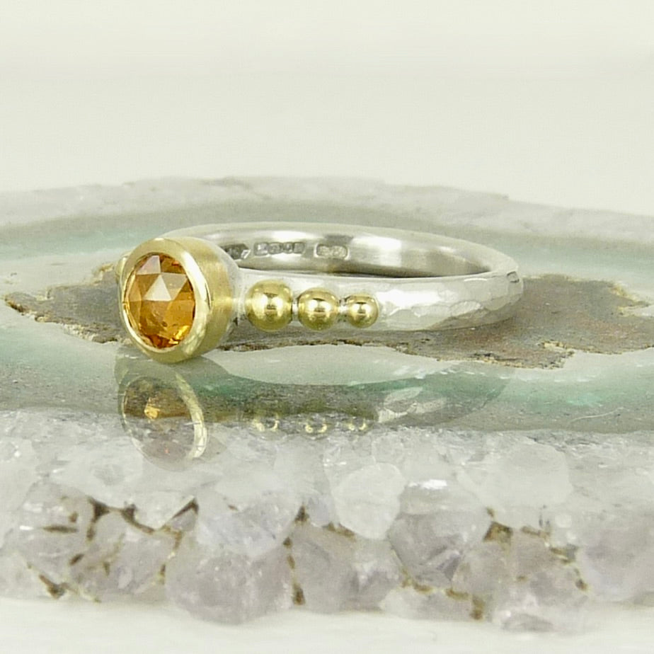Orange Sapphire Granulation Ring