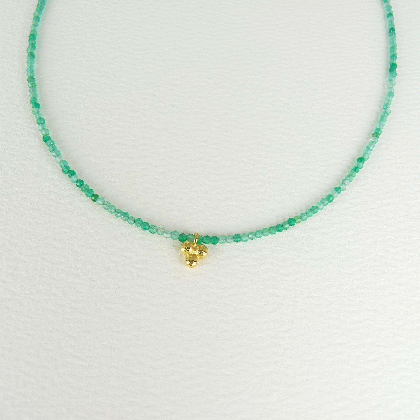 Granule Charm Green Onyx Bead Necklace
