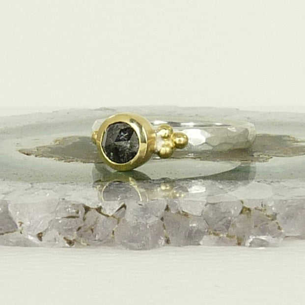 Salt and Pepper Diamond Granulation Ring