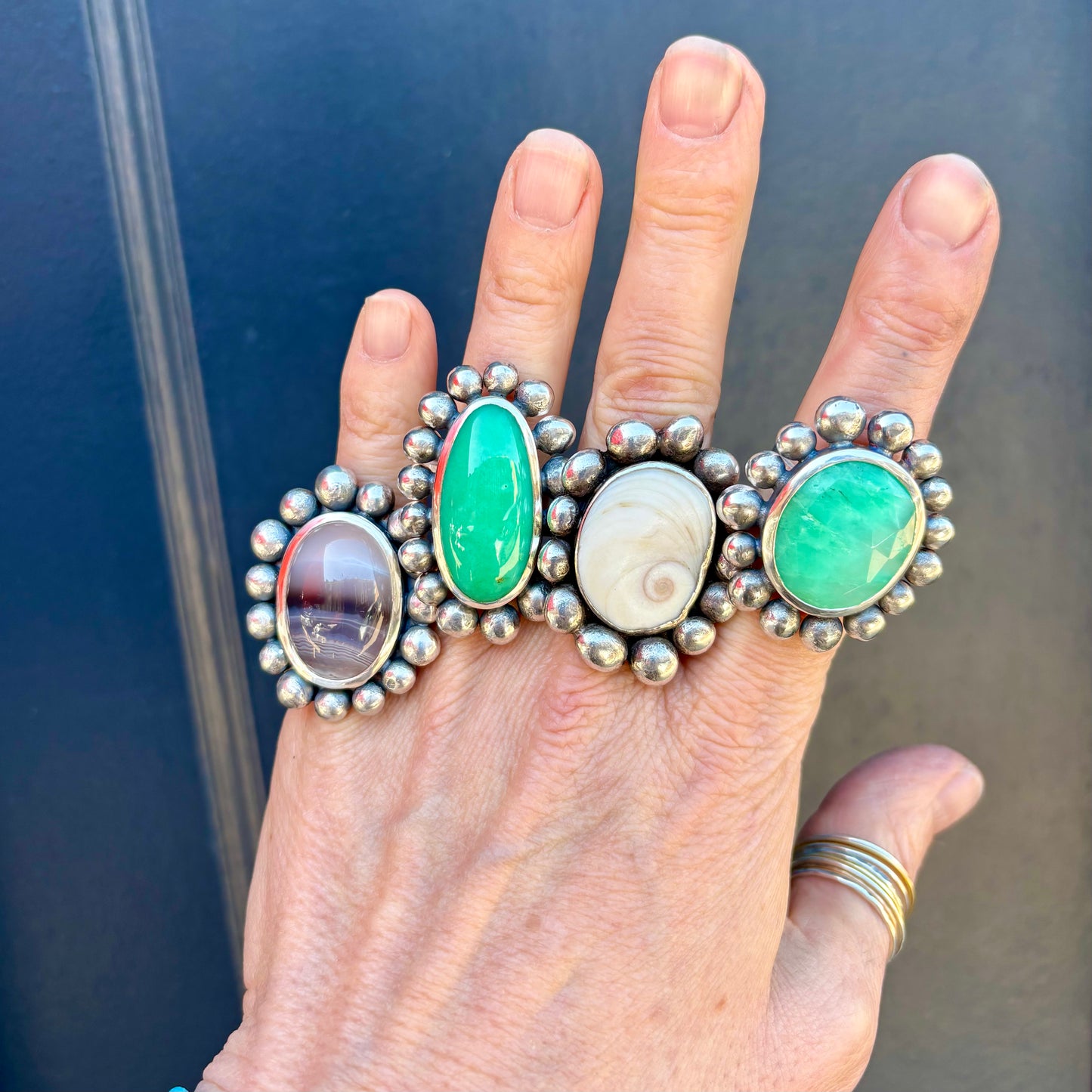 Giant Silver And Chrysoprase Courtesan Ring