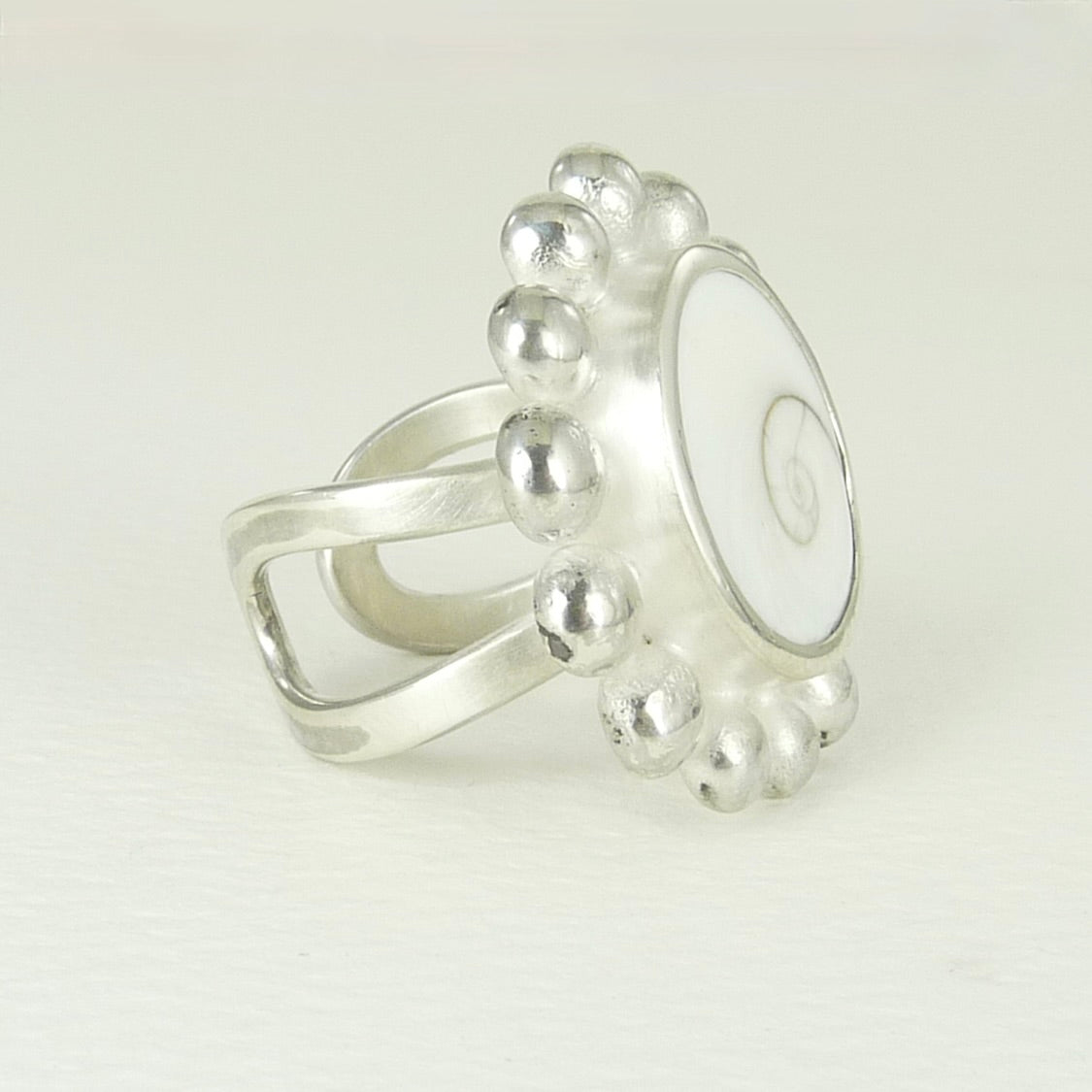 Giant Shell And Silver Courtesan Ring