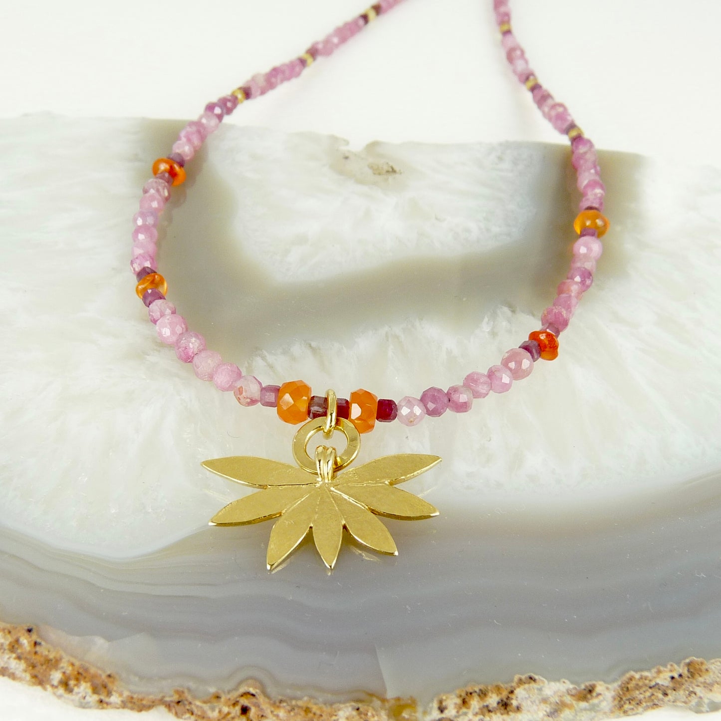 Bejewelled Lotus Flower Necklace