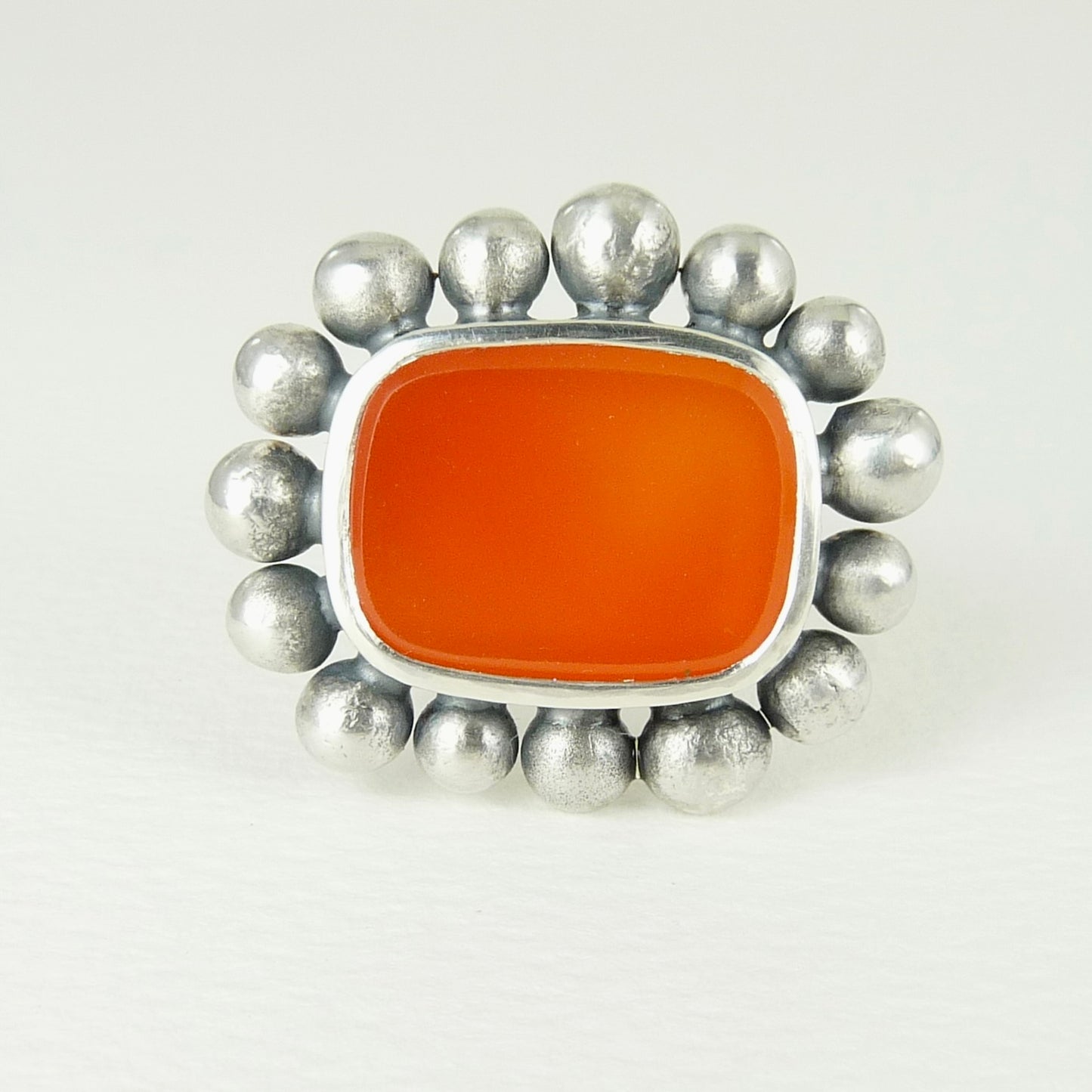 Giant Courtesan Ring, Silver And Carnelian