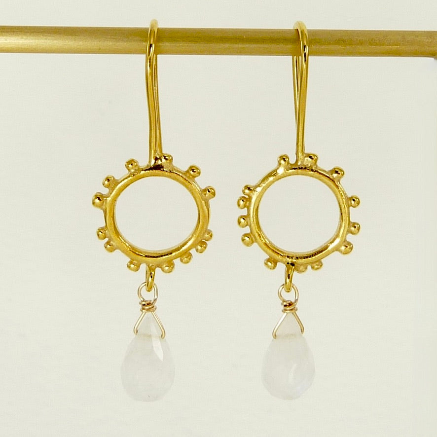 Tiny Granulation Circle Earrings with Hook Fitting