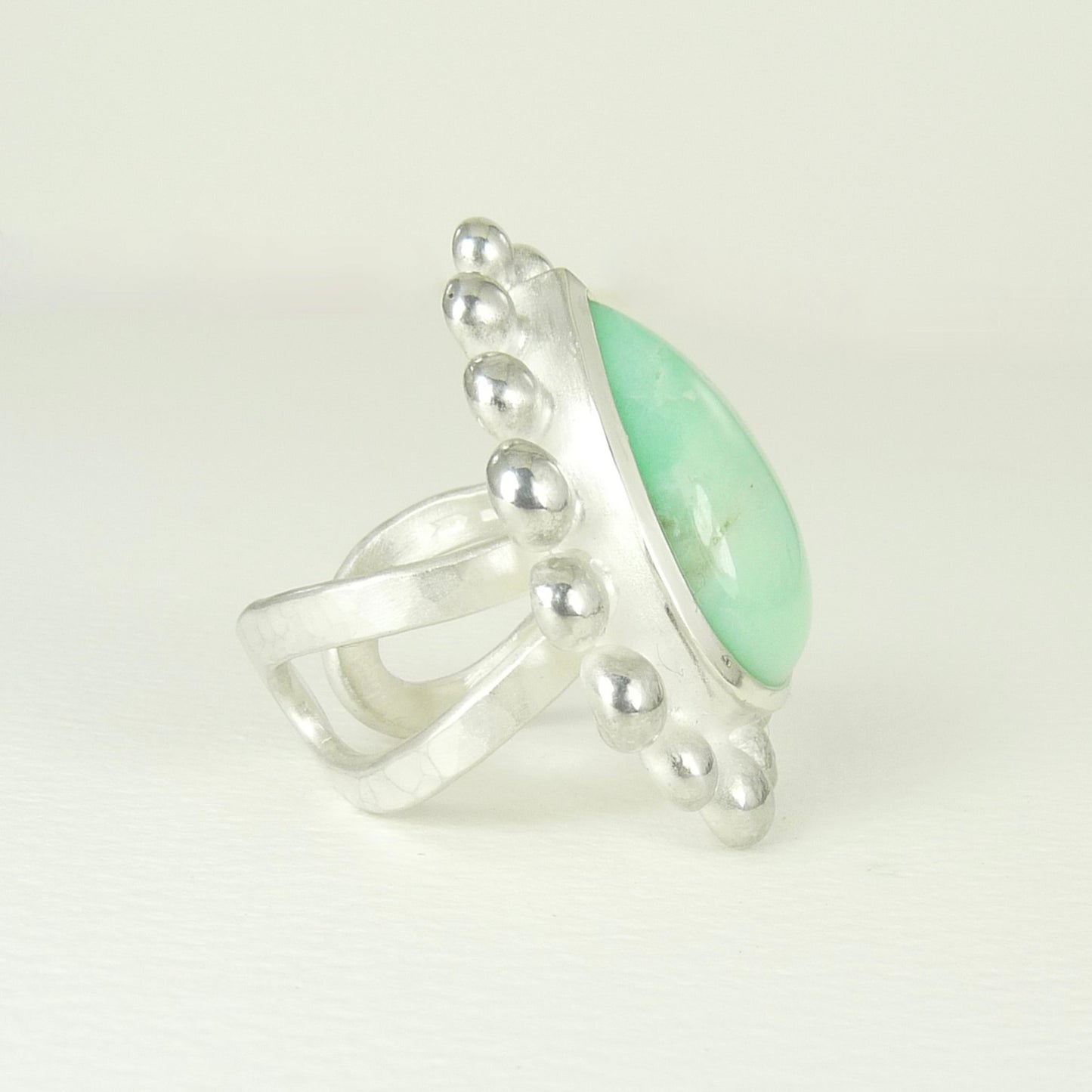Giant Teardrop Chrysoprase Courtesan Ring