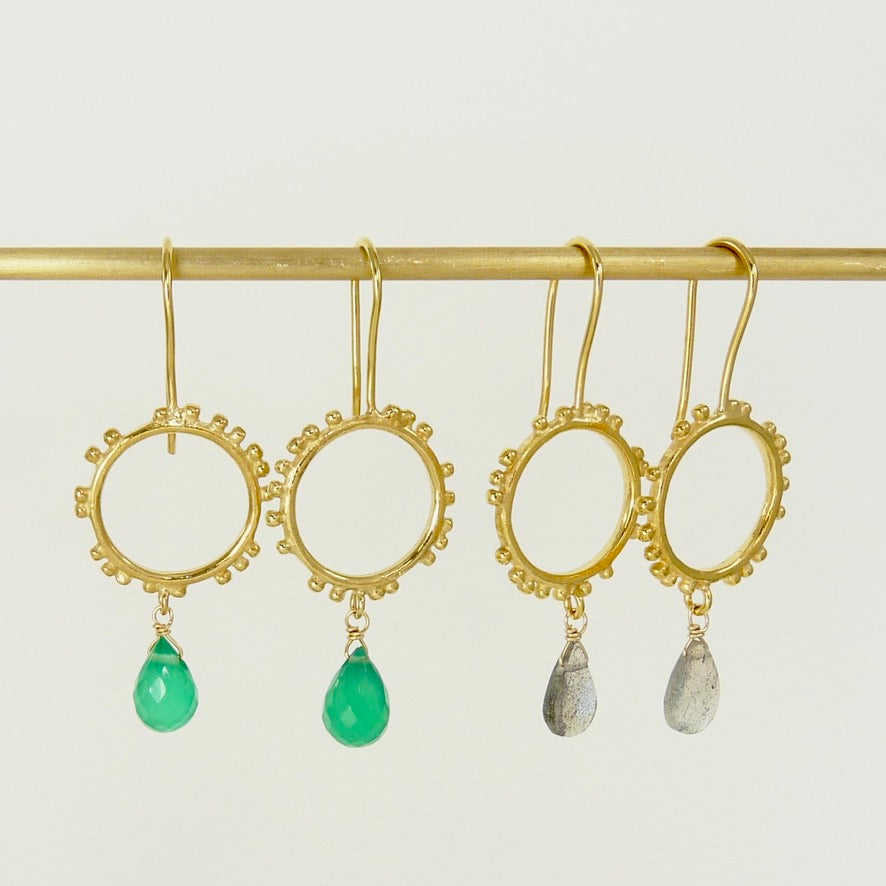 Small Granulation Circle Earrings with Hook