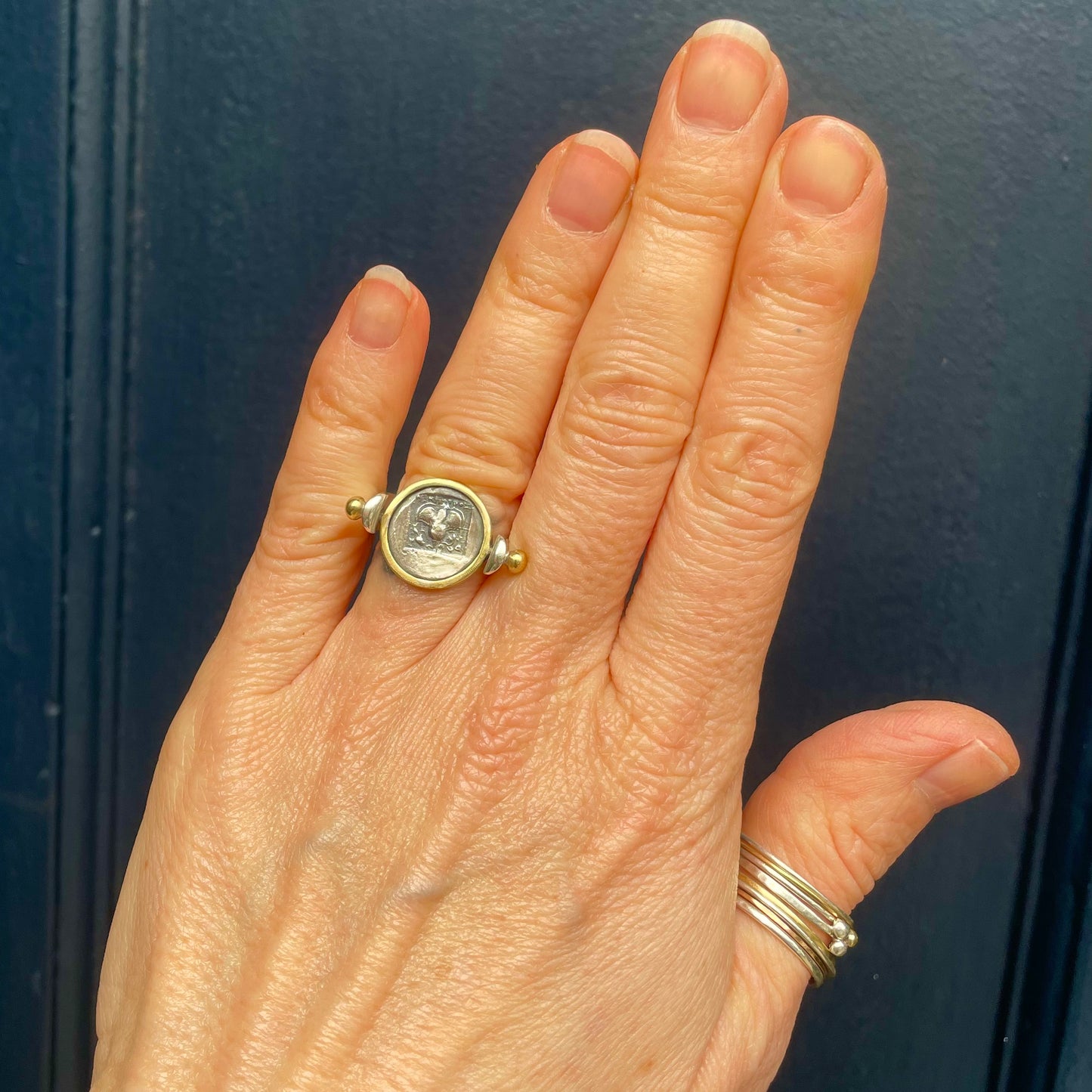 Helios Ancient Greek Coin Swivel Ring
