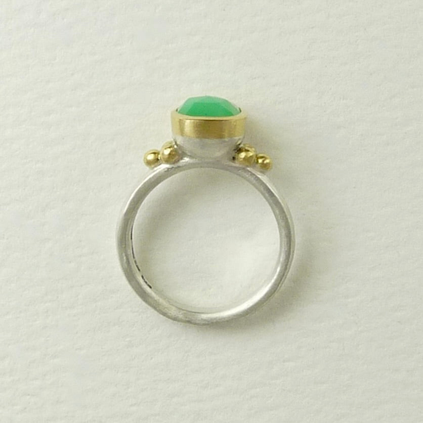 Chrysoprase Granulation Ring