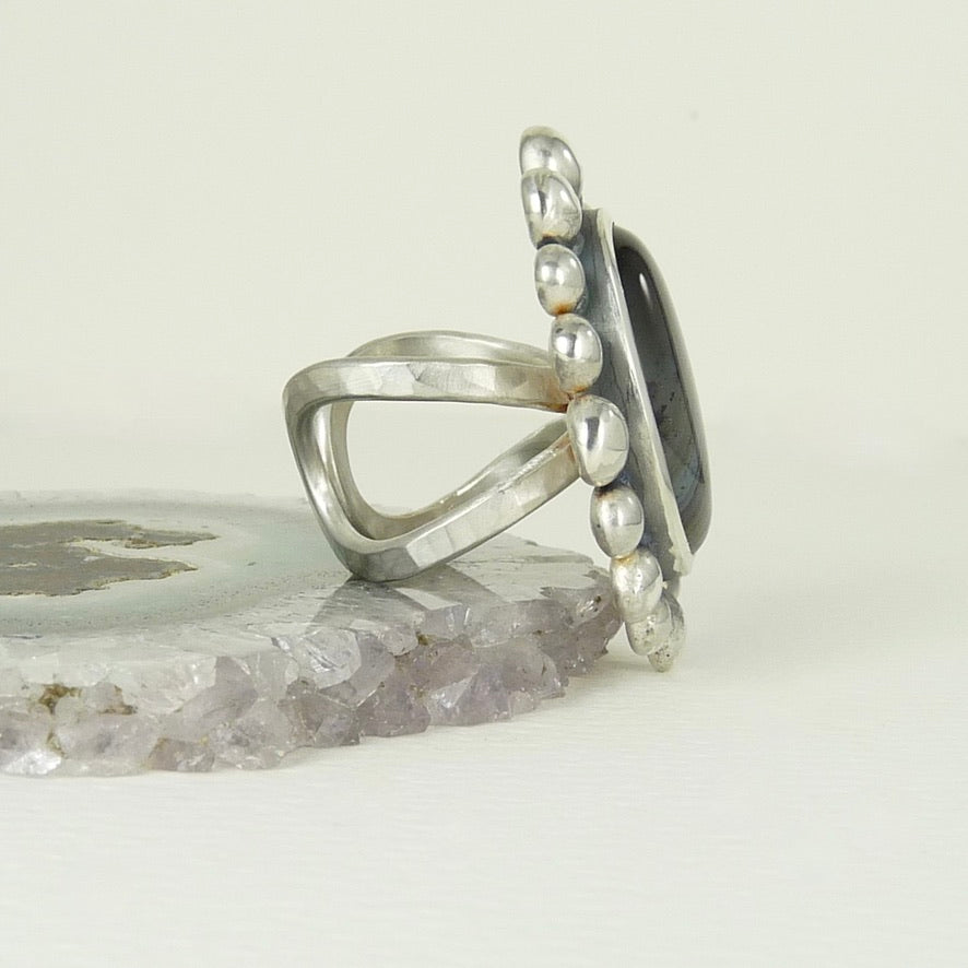 Chevron Agate Giant Courtesan Ring