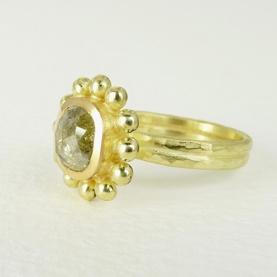 Grey Yellow Diamond Courtesan ring