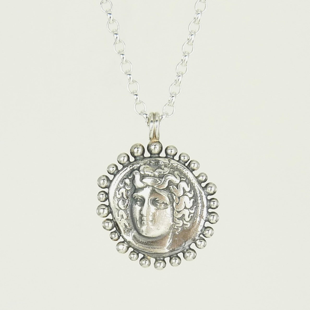 Larissa, Water Nymph Necklace Adorned with Silver Granules, Ancient Greek Coin