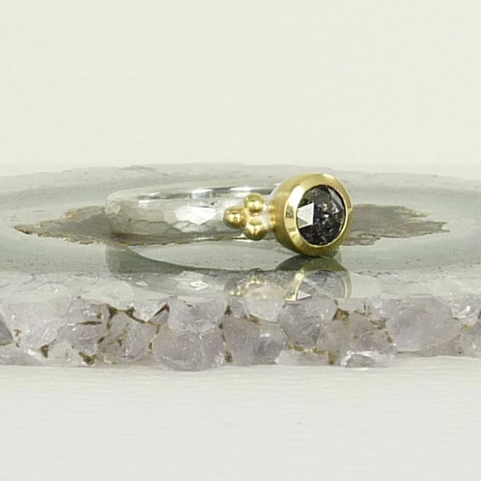 Salt and Pepper Diamond Granulation Ring