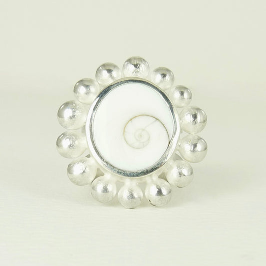 Giant Shell And Silver Courtesan Ring